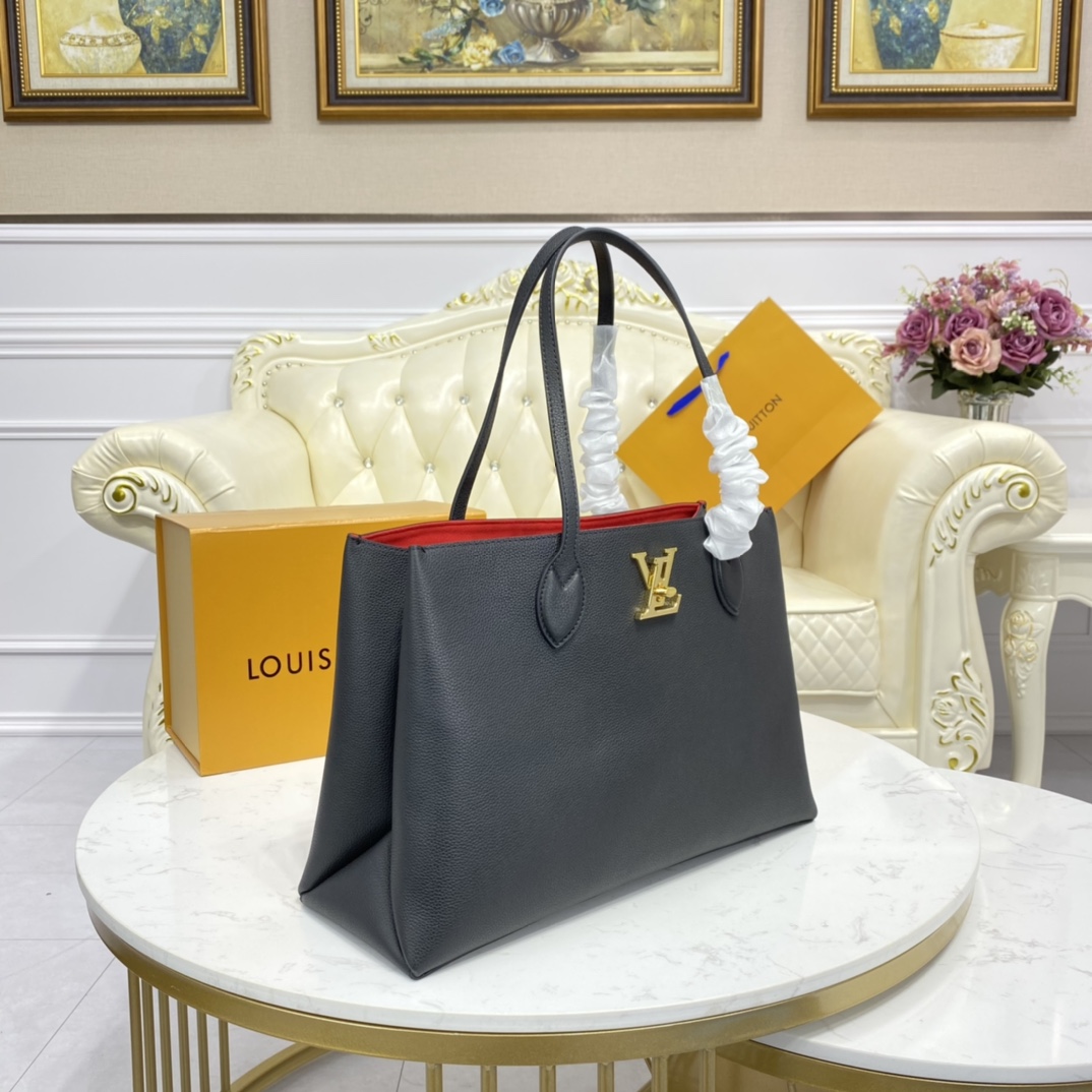 Louis Vuitton LOCKME SHOPPER Shoudler Bag M57345 Black